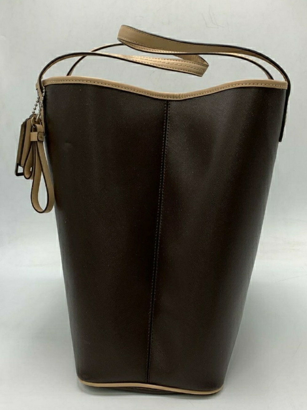 Authentic Coach Brown and Tan Leather Tote Bag w/ COA - Picture 3 of 8